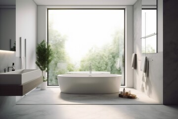 Fototapeta na wymiar white indoor towel apartment tub house home window interior room design. Generative AI.