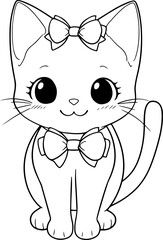 Cat vector illustration. Black and white Cat coloring book or page for children