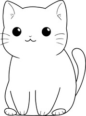 Cat vector illustration. Black and white Cat coloring book or page for children