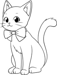 Cat vector illustration. Black and white Cat coloring book or page for children