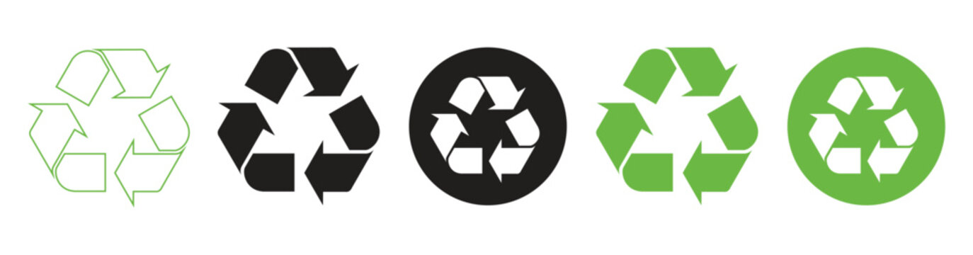 Recycling icon set, Green recycle logo symbol,Recycling arrows flat icon for apps and websites