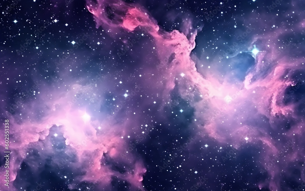 Wall mural far being shone nebula and star field against space element background. generative ai