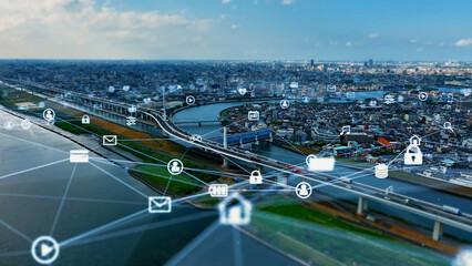 Transportation and technology concept. ITS (Intelligent Transport Systems). Mobility as a service.