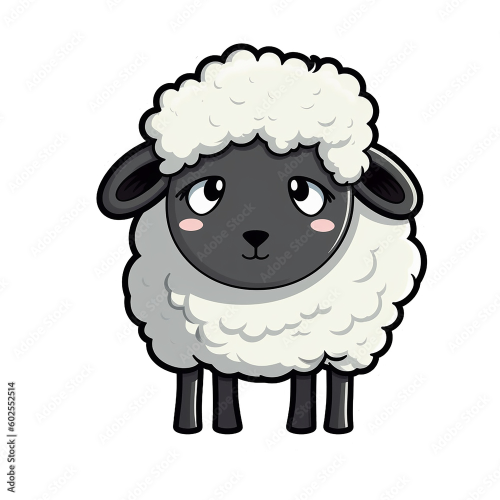 Wall mural Sweet and Adorable Sheep Illustration, cute sheep, sheep - Generative AI