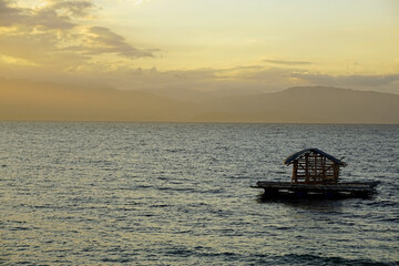 Fototapeta na wymiar scenic sunset over the pacific ocean at moalboal cebu island