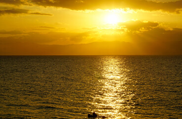 scenic sunset over the pacific ocean at moalboal cebu island