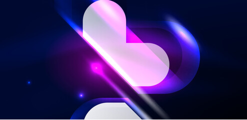 Abstract background glowing neon light geometric shapes. Space cosmic or magic energy vector wallpaper For Wallpaper, Banner, Background, Card, Book Illustration, landing page