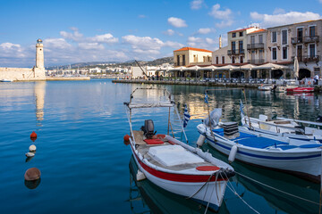 Fototapeta na wymiar Old Venetian harbor of Rethymno, Crete, Greece