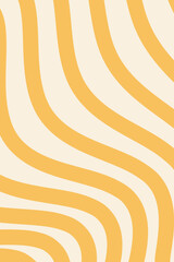 Retro vector backdrop in groovy style. Abstract curves in yellow and beige colors perfect for prints, posters, cards and stationery for kids and adults