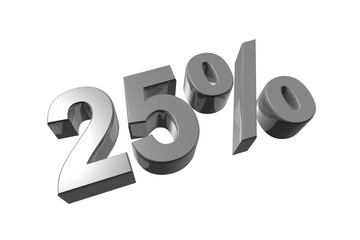 25% off discount offer. 3D illustration isolated on transparent background. Promotional price rate