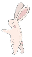 rabbit cute baby boy girl animals note room print textured hand made illustration 