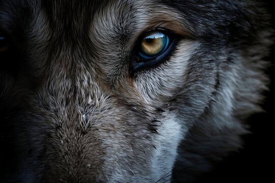 wolf head close up. Generative AI. 