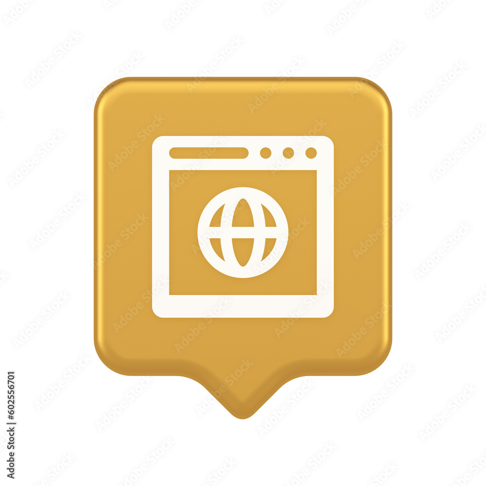 Poster Browser website internet searching online connection button web page information 3d speech bubble icon