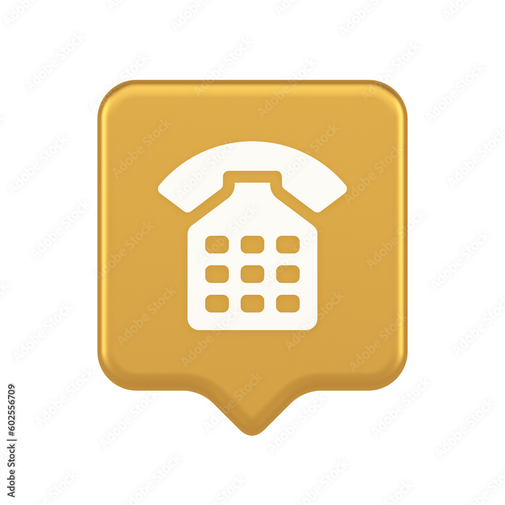 Wall mural phone call contact communication web button helpline hotline 3d realistic speech bubble icon