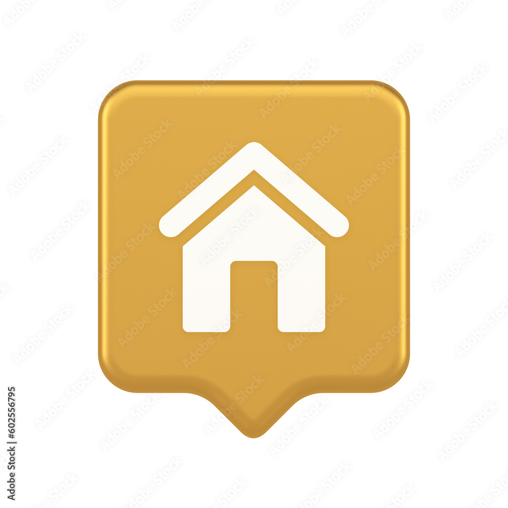 Wall mural main internet page button homepage house with roof navigation cyberspace interface 3d speech bubble 