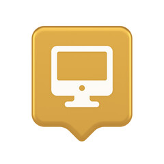 Computer monitor connection button cyberspace digital technology 3d realistic speech bubble icon