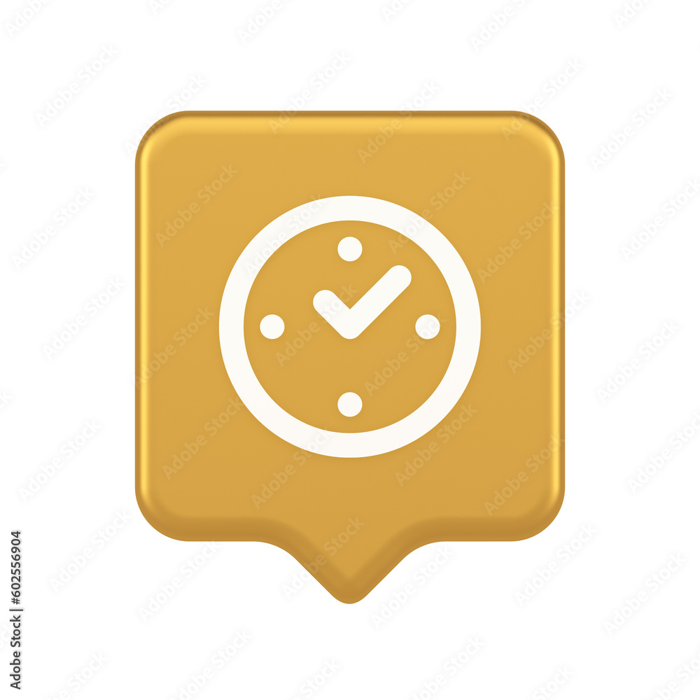 Poster watch time control button alarm clock deadline checking web app design 3d realistic speech bubble ic