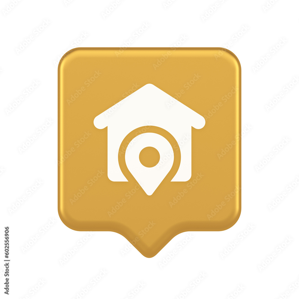 Poster house location gps route button distance navigation map pin pointer address direction 3d speech bubb