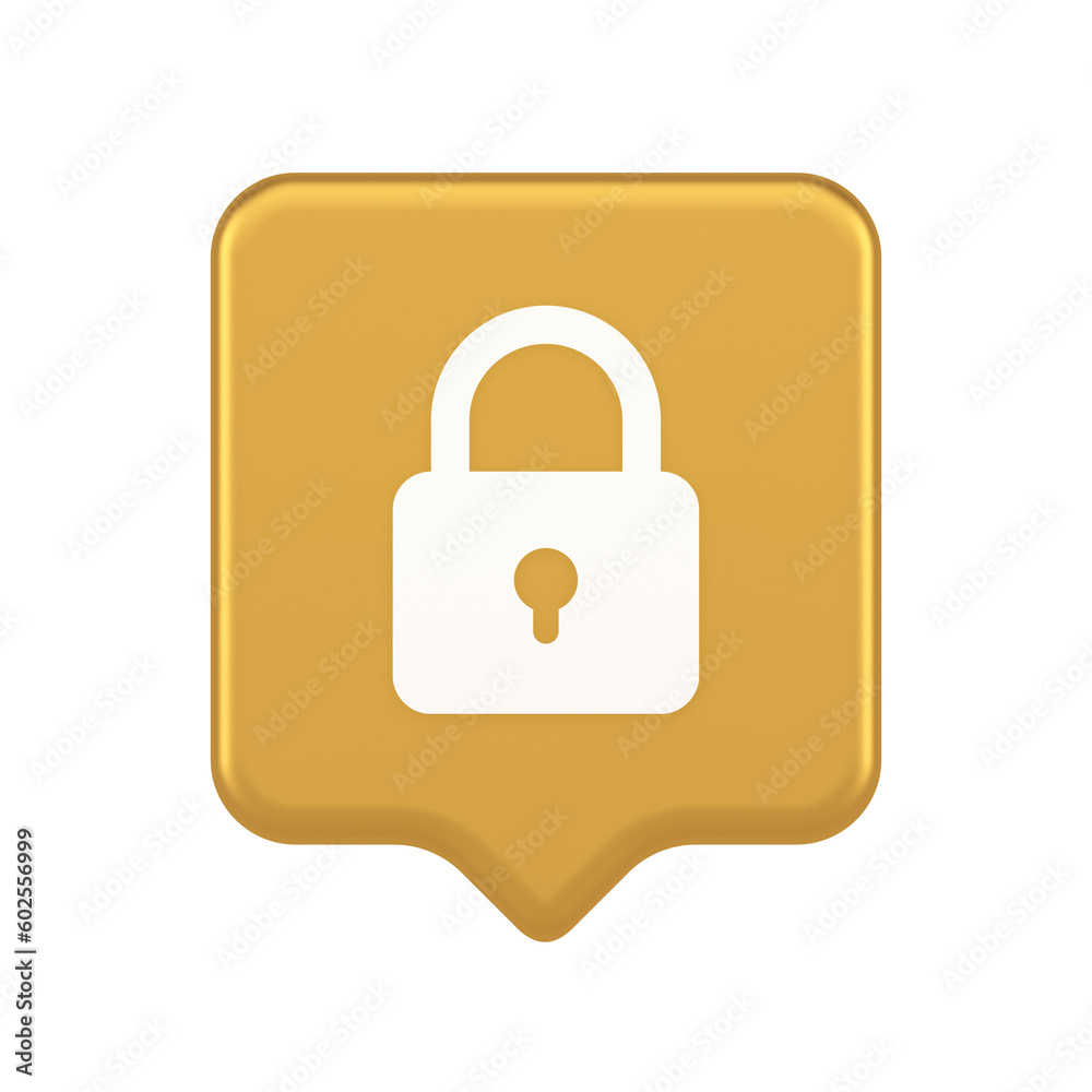 Poster padlock locking web access button password security protection safe encryption 3d speech bubble icon
