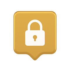 Padlock locking web access button password security protection safe encryption 3d speech bubble icon