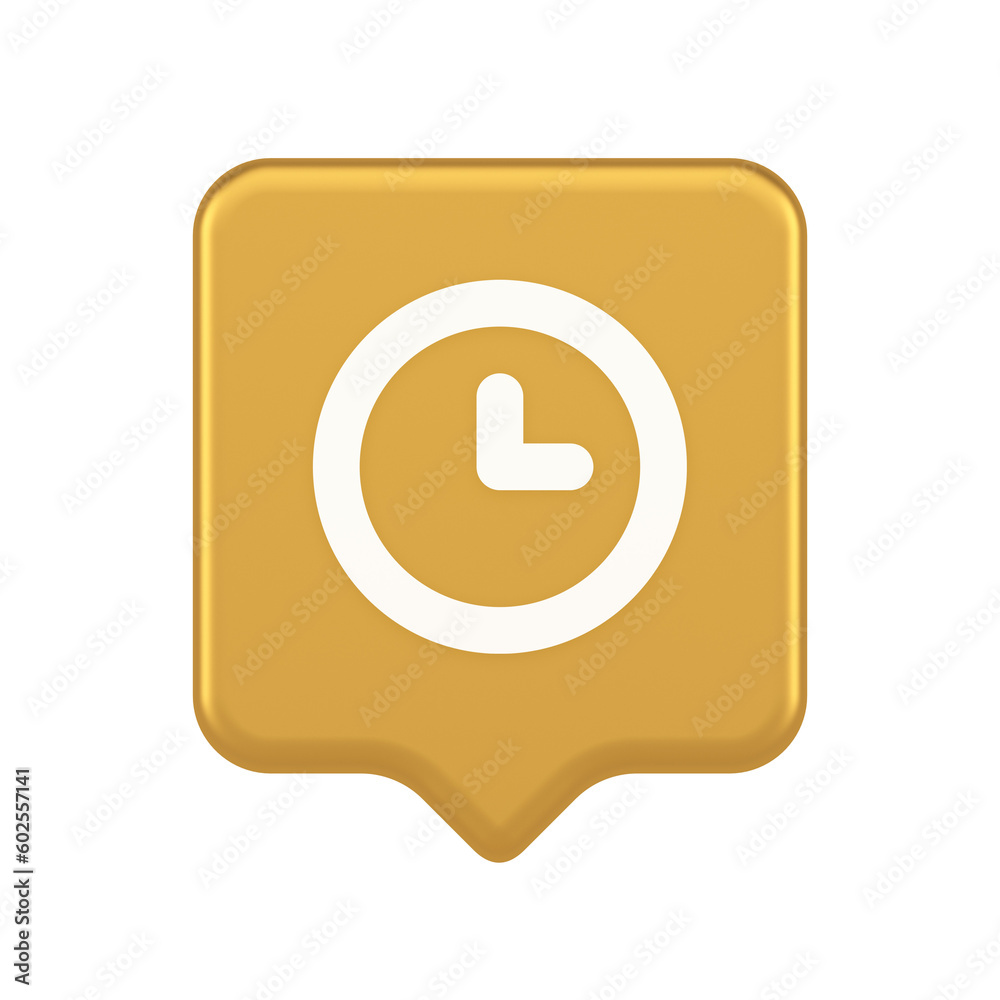 Poster timer countdown deadline control button time management watch web app design 3d speech bubble icon