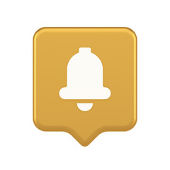 Handbell ring button cyberspace sound reminder service 3d realistic speech bubble icon