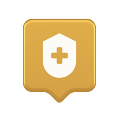 Fototapeta premium Medical secure shield check plus button approval confidential medicine protection 3d speech bubble icon