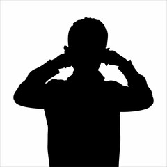 silhouette of child with hand on ear