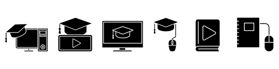 Online education vector icon set, online courses illustration sign collection. webinar symbol or logo.
