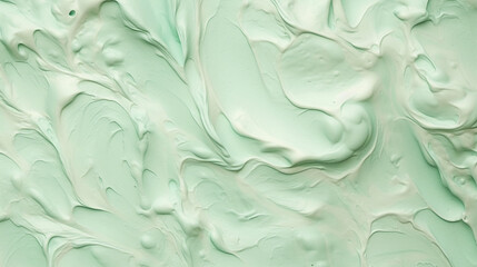cream texture in pastel green and turkis colors, top view