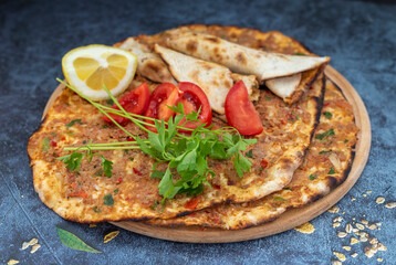 Turkish foods; Turkish pizza -Lahmacun