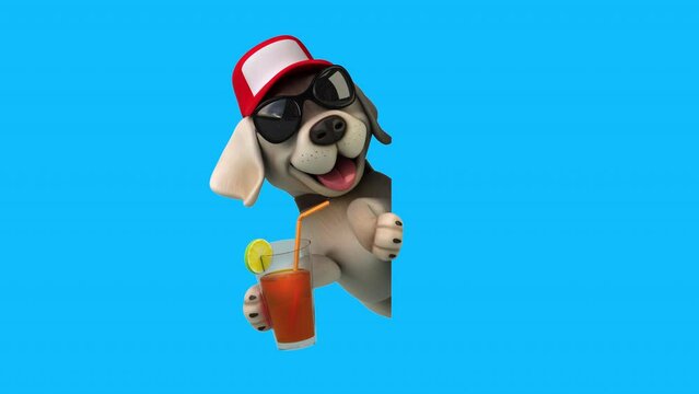 Fun 3D cartoon white Labrador retriever (with alpha channel included)