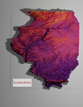 Ilustración Del Relieve Del Estado De Illinois En Estados Unidos
