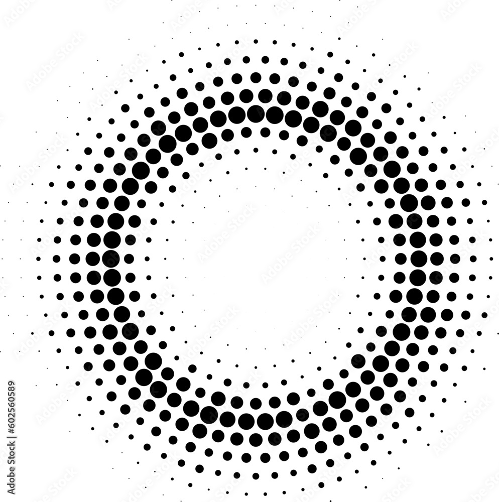 Wall mural halftone effect dotted frame. isolated vector dotted gradient circle