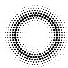 Halftone effect dotted frame. Isolated vector dotted gradient circle