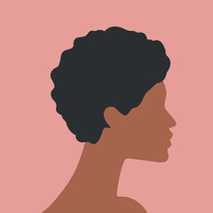 Abstract portrait of a woman in profile. Faceless female profile outline. Minimal design. Vector art