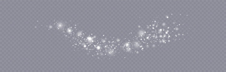 Particles of white magic dust. Shining light particles.Christmas glitter particles. Light effect on a transparent background © kulinskaia