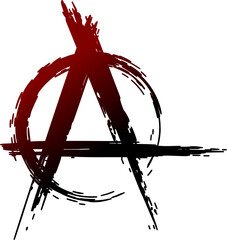 anarchy logo - paintbrush style (red black) - obrazy, fototapety, plakaty