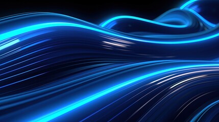  3d rendering Abstract blue wavy background.Generative Ai