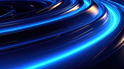 Plakat 3d rendering Abstract blue wavy background.Generative Ai