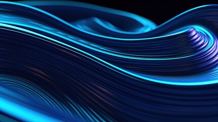  3d rendering Abstract blue wavy background.Generative Ai