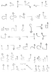 Set of vector hand drawning arrows.directions signs or symbols,arrow,firework,bow,tail, heart, set,line ,love,speech bubble,pointer,Vector hand drawning arrows and direction concept.