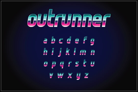 80's - 90's Retro Futurism Sci-Fi Font. Alphabet. Vector. Retro wave trend. Y2K Aesthetics. Retrowave.