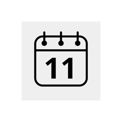 Calendar flat icon for websites and graphic resources. Vector illustration of calendar marking day 11.