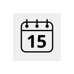 Calendar flat icon for websites and graphic resources. Vector illustration of calendar marking day 15.