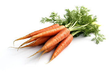 Carrots isolated on white background, Ai generated