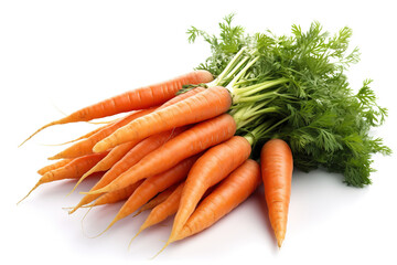Carrots isolated on white background, Ai generated