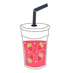 illustration of a soda can.Fresh sparkling drinks design with cute doodle decoration. Fruit refreshment and soft drinks in glasses. Vector illustration blended smoothie for logo, ads, promotion, marke