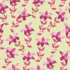 Seamless decorative elegant pattern with cute pink flowers. Print for textile, wallpaper, covers, surface. For fashion fabric. Retro stylization.