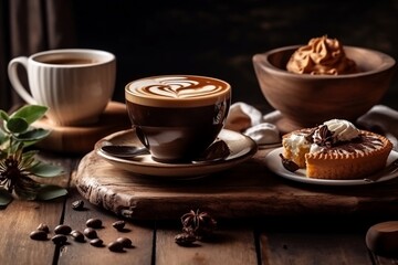 Obraz na płótnie Canvas cup of coffee with chocolate and cinnamon. Generative AI.